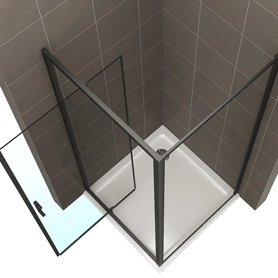 Saniverre Cabine de douche IBEABLACK H.190 cm porte pivotante verre transparent 70 x 80 cm (porte 70) -* Cabine De Douche