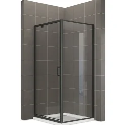 Saniverre Cabine de douche IBEABLACK H.190 cm porte pivotante verre transparent 70 x 80 cm (porte 70) -* Cabine De Douche