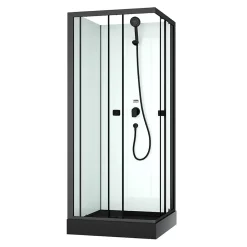 Aurlane Cabine de douche intégrale 80x80x200 cm carrée - Portes coulissantes - Receveur Noir Mat* Cabine De Douche