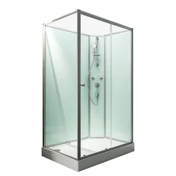 Schulte Cabine de douche intégrale rectangulaire, L.140 x l.90 x H.204 cm, porte coulissante ouverture droite, profilé alu-argenté, Ibiza