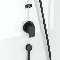 Galedo Cabine de douche intégrale carrée noir, L.80 x l.80 x H.200 cm, portes coulissantes, Julie