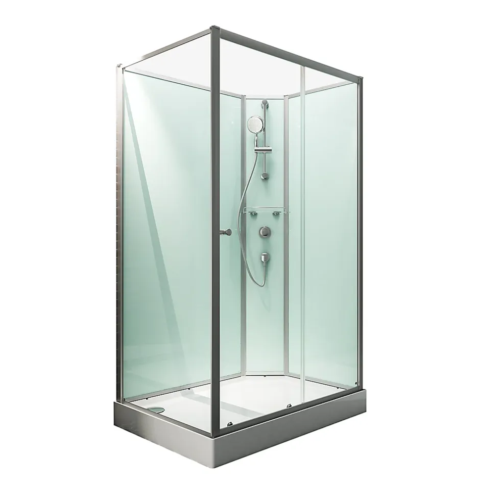 Schulte Cabine de douche intégrale rectangulaire, L.160 x l.90 x H.204 cm, porte coulissante ouverture droite, profilé alu-argenté, Ibiza