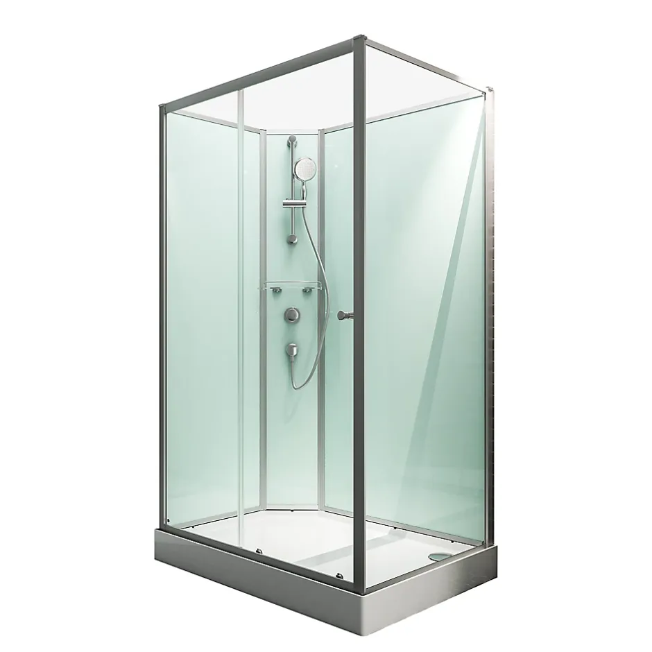 Schulte Cabine de douche intégrale rectangulaire, L.140 x l.90 x H.204 cm, porte coulissante ouverture gauche, profilé alu-argenté, Ibiza* Cabine De Douche