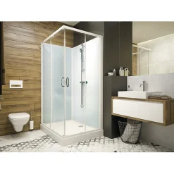 Leda Cabine de douche Izi Glass2 - Carrée - Portes coulissantes - Verre transparent - 80 x 80 cm