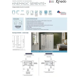 Kinedo Cabine de douche Kinemagic Sérénité Plus 140x80 niche haute coulissante verre transparent avec mitigeur
