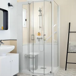 Kinedo Cabine de douche Kinemagic Design 120x80 habillage toute hauteur 1 porte pivotante verre transparent avec mitigeur