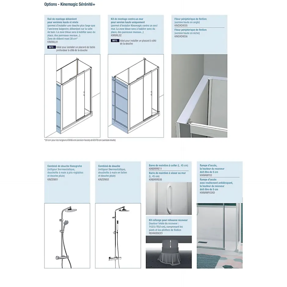 Kinedo Cabine de douche Kinemagic Sérénité Plus 160x80 niche basse porte coulissante transparent thermostatique* Cabine De Douche