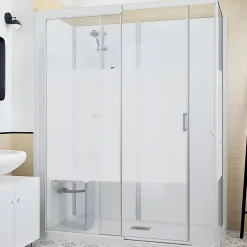 Kinedo Cabine de douche Kinemagic Design 120x70 habillage toute hauteur 1 coulissant verre transparent avec mitigeur