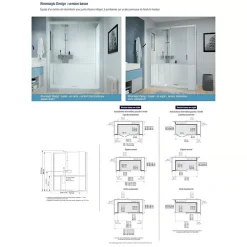 Kinedo Cabine de douche Kinemagic Design 120x70 habillage toute hauteur 1 coulissant verre transparent avec mitigeur