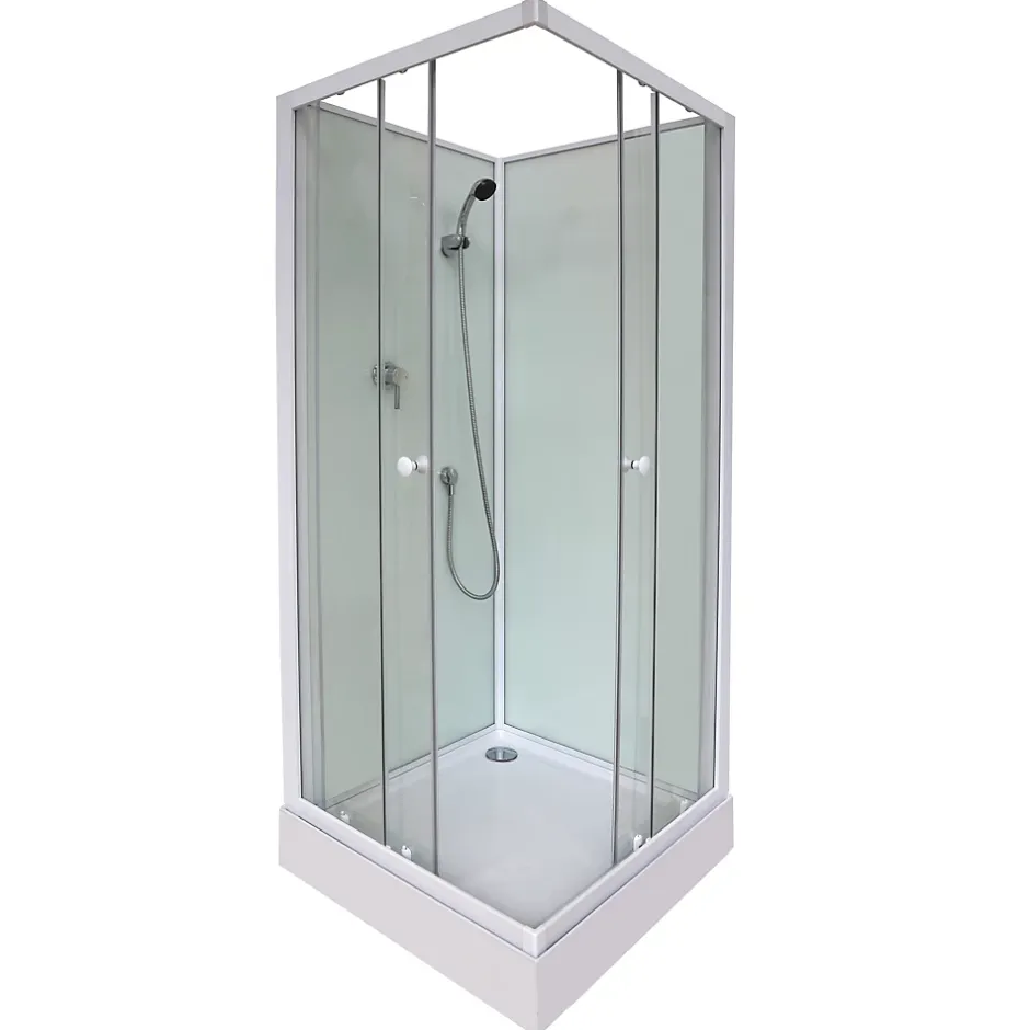 Cabine de douche l.80 x L.80 x H.200 cm – blanche, avec mitigeur et douchette, GoodHome Arkell* Cabine De Douche