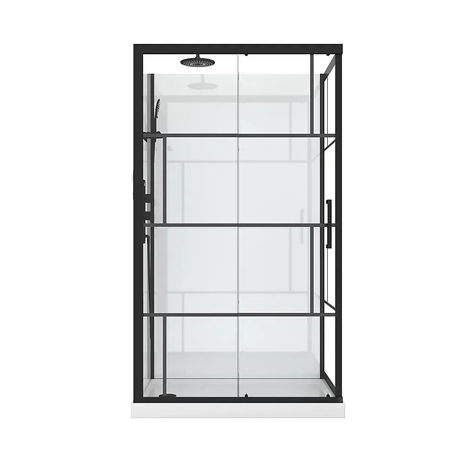 Galedo Cabine de douche l.80 x L.110 x H.210 cm – mitigeur mécanique, blanc et noir effet verrière, Graphic* Cabine De Douche