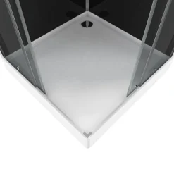 Galedo Cabine de douche l.90 x L.90 x H.215 cm – hydromassante, fond noir verre trempé, profilés chromés, tablette, Black 2