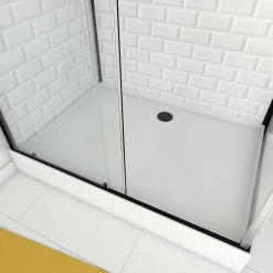 Cabine de douche L.80 x L.110 x H.230 cm – fond effet métro, douchette anticalcaire, style noir & blanc, Galedo Metro* Cabine De Douche