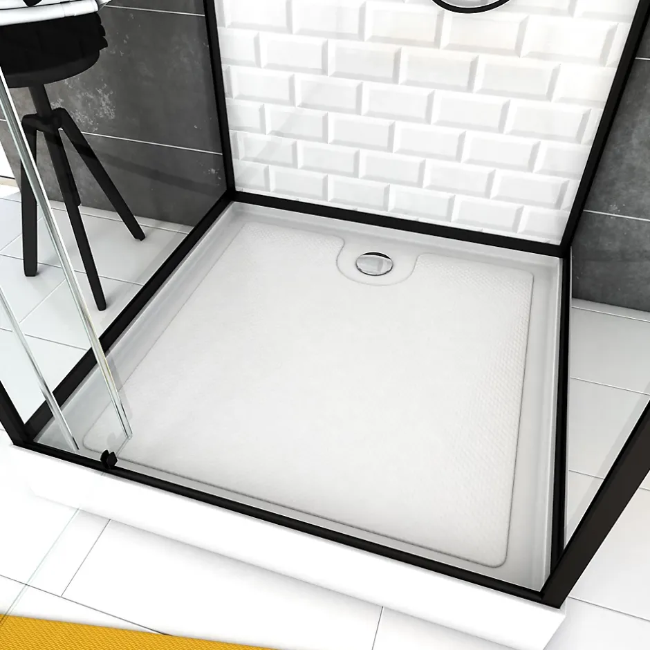Galedo Cabine de douche l.80 x L.80 x H.230 cm – fond effet métro, douchette anticalcaire, style noir & blanc, Metro* Cabine De Douche