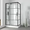 Galedo Cabine de douche l.80 x L.110 x H.215 cm – sérigraphie graphic, design noir & blanc effet verrière, Graphic* Cabine De Douche