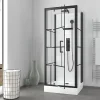 Galedo Cabine de douche l.80 x L.80 x H.213 cm – sérigraphie graphic, porte pivotante, design noir & blanc effet verrière, Graphic