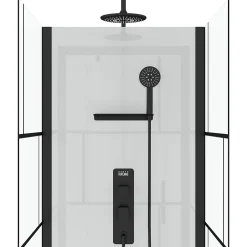 Galedo Cabine de douche l.80 x L.80 x H.213 cm – sérigraphie graphic, porte pivotante, design noir & blanc effet verrière, Graphic