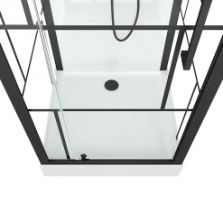 Galedo Cabine de douche l.80 x L.80 x H.213 cm – sérigraphie graphic, porte pivotante, design noir & blanc effet verrière, Graphic