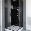 Galedo Cabine de douche l.90 x L.90 x H.230 cm – design noir, hydromassante, miroir intégré, portes coulissantes, Mirror 2 Square