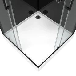 Galedo Cabine de douche l.90 x L.90 x H.230 cm – design noir, hydromassante, miroir intégré, portes coulissantes, Mirror 2 Square