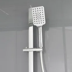 GoodHome Cabine de douche l.90 x L.90 x H.220 cm – hydromassante, fond gris profilés chromés, traitement anticalcaire, Beloya* Cabine De Douche