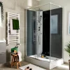 GoodHome Cabine de douche l.80 x L.120 x H.225 cm – hydromassante, grise, profilés chromés, montage rapide, Onega* Cabine De Douche