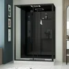 Galedo Cabine de douche l.85 x L.140 x H.218 cm – XXL, hydromassante connectée, Bluetooth, noir & blanc, Aura