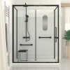 Galedo Cabine de douche l.85 x L.160 x H.200 cm – colonne thermostatique, noir & blanc, siège, large ouverture, Access 2* Cabine De Douche Pmr|Cabine De Douche
