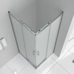 Saniverre Cabine de douche LANA portes coulissantes H.180 cm verre 6 mm opaque 80 x 100 cm -