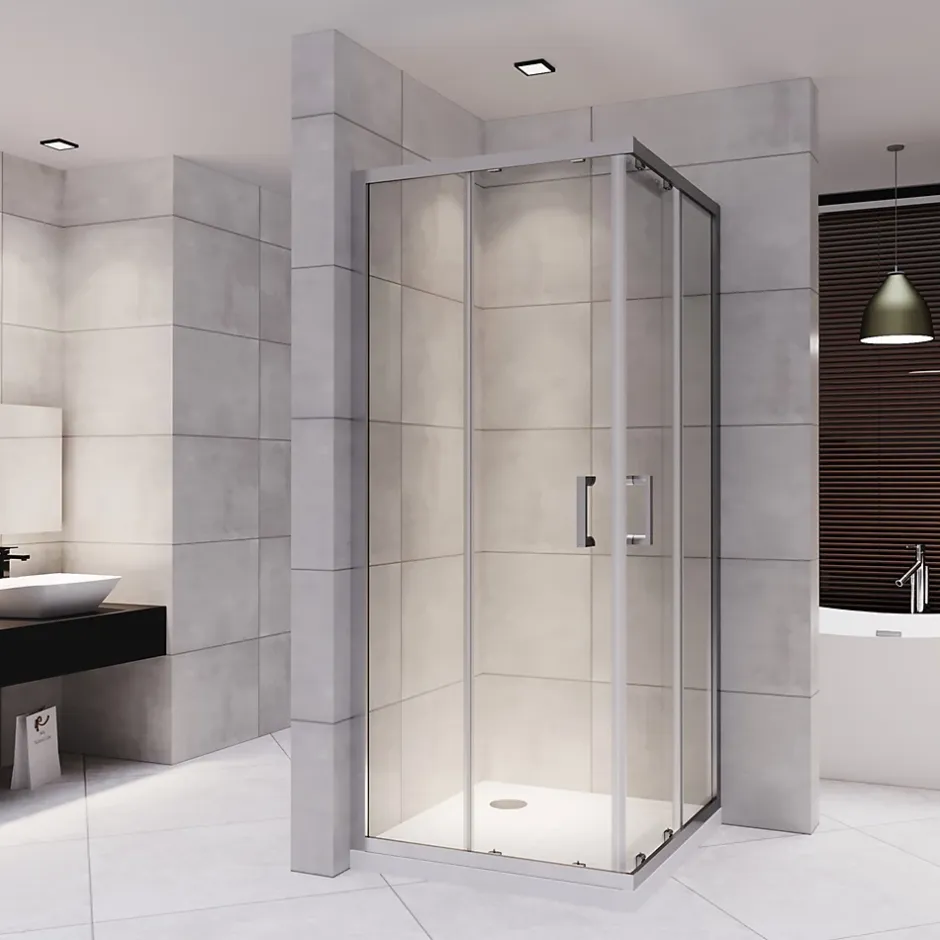 Saniverre Cabine de douche LANA portes coulissantes H.180 cm verre 6 mm transparent 80 x 80 cm -