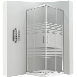Saniverre Cabine de douche LANA portes coulissantes H.180 cm verre 6 mm semi-opaque 80 x 80 cm -