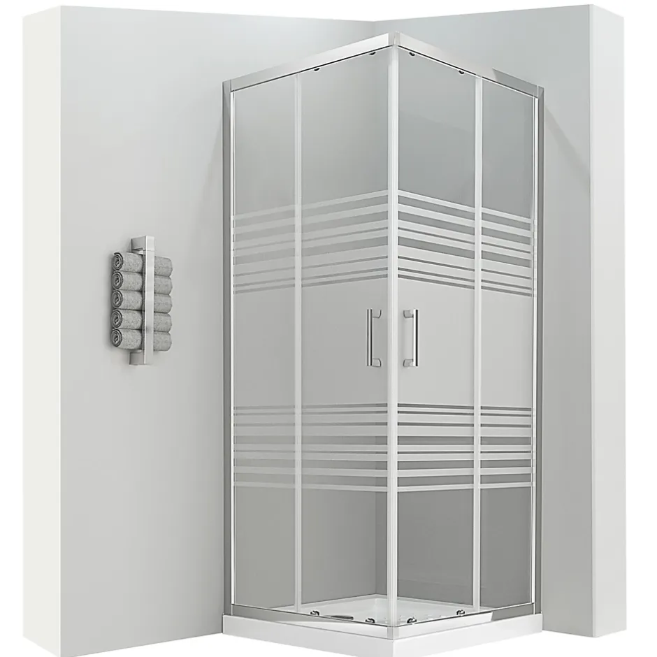 Saniverre Cabine de douche LANA portes coulissantes H.180 cm verre 6 mm semi-opaque 80 x 80 cm -