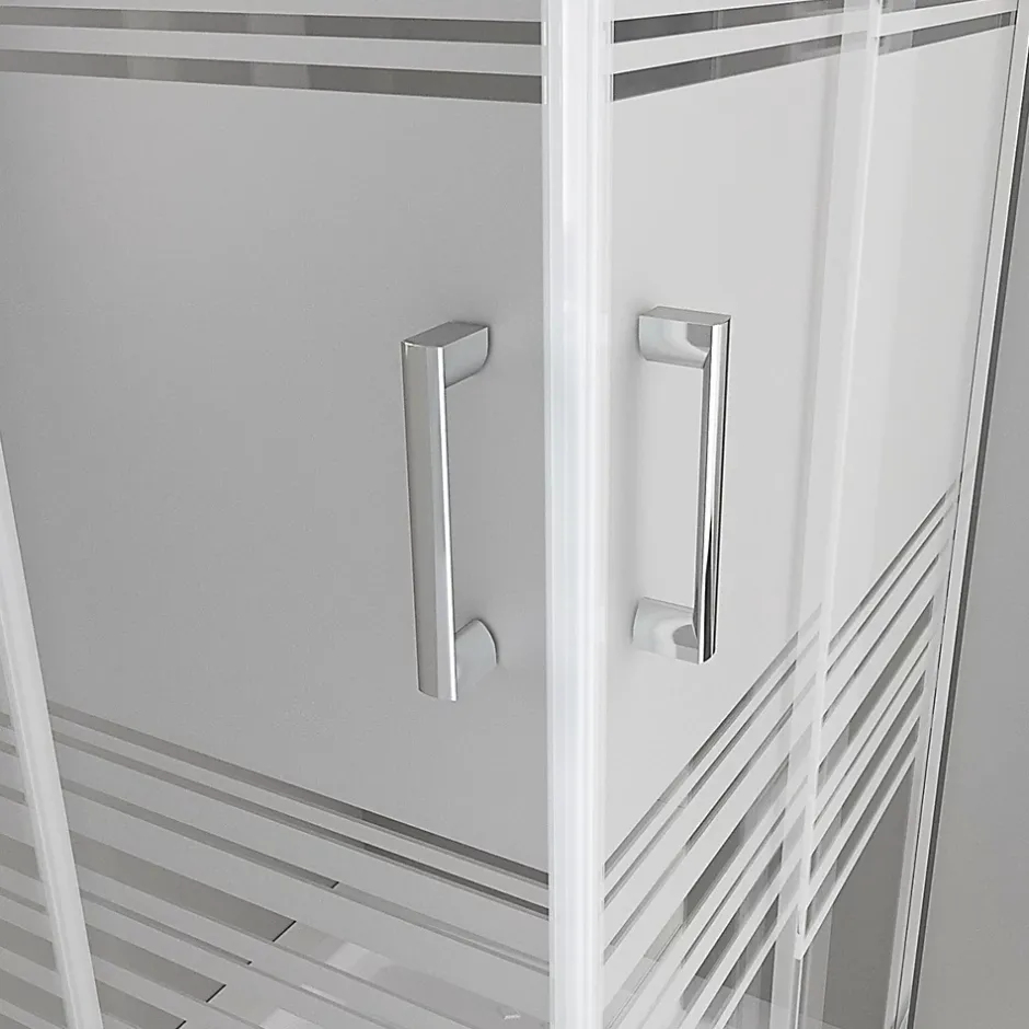 Saniverre Cabine de douche LANA portes coulissantes H.180 cm verre 6 mm semi-opaque 80 x 80 cm -