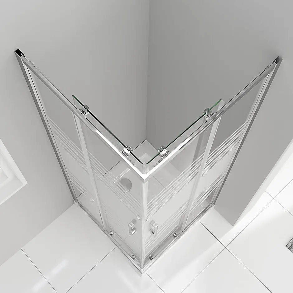 Saniverre Cabine de douche LANA portes coulissantes H.180 cm verre 6 mm semi-opaque 80 x 80 cm -