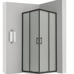 Saniverre Cabine de douche LANABLACK H.180 cm portes coulissantes verre 6 mm opaque 70 x 70 cm -* Cabine De Douche