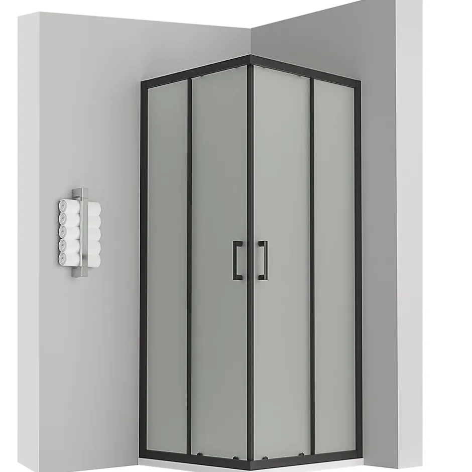 Saniverre Cabine de douche LANABLACK H.180 cm portes coulissantes verre 6 mm opaque 70 x 70 cm -* Cabine De Douche