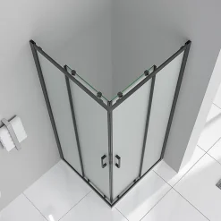 Saniverre Cabine de douche LANABLACK H.180 cm portes coulissantes verre 6 mm opaque 70 x 70 cm -* Cabine De Douche