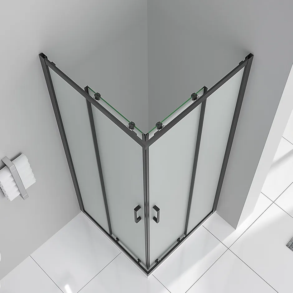 Saniverre Cabine de douche LANABLACK H.180 cm portes coulissantes verre 6 mm opaque 70 x 70 cm -* Cabine De Douche