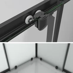Saniverre Cabine de douche LANABLACK H.180 cm portes coulissantes verre 6 mm opaque 70 x 70 cm -* Cabine De Douche