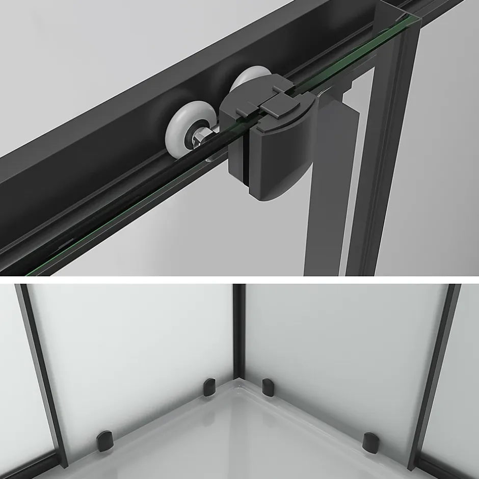 Saniverre Cabine de douche LANABLACK H.180 cm portes coulissantes verre 6 mm opaque 70 x 70 cm -* Cabine De Douche