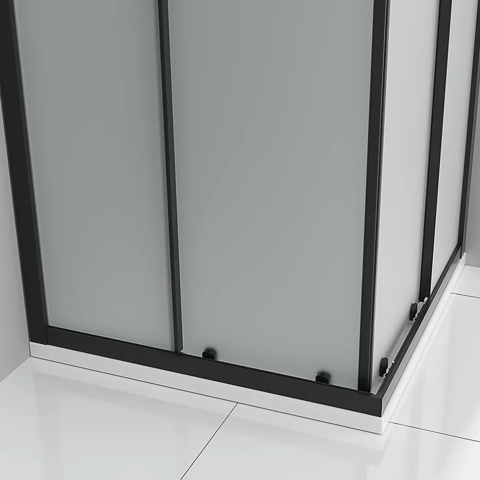 Saniverre Cabine de douche LANABLACK H.180 cm portes coulissantes verre 6 mm opaque 70 x 70 cm -* Cabine De Douche