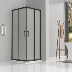 Saniverre Cabine de douche LANABLACK H.180 cm portes coulissantes verre 6 mm opaque 70 x 70 cm -* Cabine De Douche