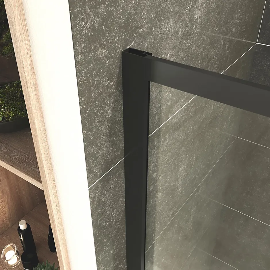 Saniverre Cabine de douche LANABLACK H.190 cm portes coulissantes verre 6 mm transparent 90 x 90 cm -* Cabine De Douche