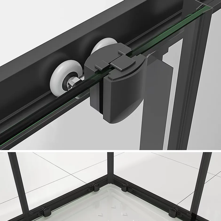 Saniverre Cabine de douche LANABLACK H.185 cm portes coulissantes verre 6 mm transparent 75 x 75 cm -* Cabine De Douche