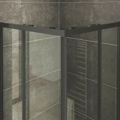 Saniverre Cabine de douche LANABLACK H.185 cm portes coulissantes verre 6 mm transparent 80 x 90 cm -* Cabine De Douche