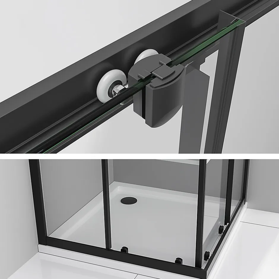 Saniverre Cabine de douche LANABLACK H.180 cm portes coulissantes verre 6 mm semi-opaque 80 x 80 cm -* Cabine De Douche