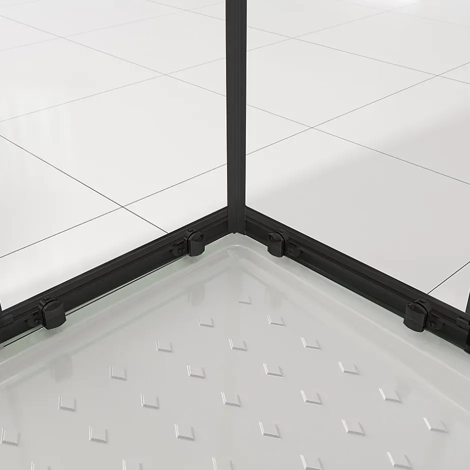 Saniverre Cabine de douche LANABLACK H.180 cm portes coulissantes verre 6 mm semi-opaque 80 x 80 cm -* Cabine De Douche