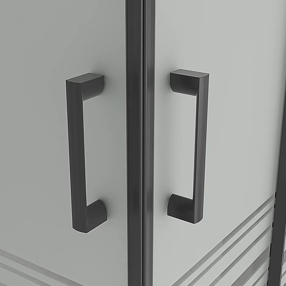 Saniverre Cabine de douche LANABLACK H.180 cm portes coulissantes verre 6 mm semi-opaque 80 x 80 cm -* Cabine De Douche