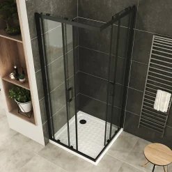 Saniverre Cabine de douche LANABLACK H.180 cm portes coulissantes verre 6 mm transparent 70 x 70 cm -* Cabine De Douche