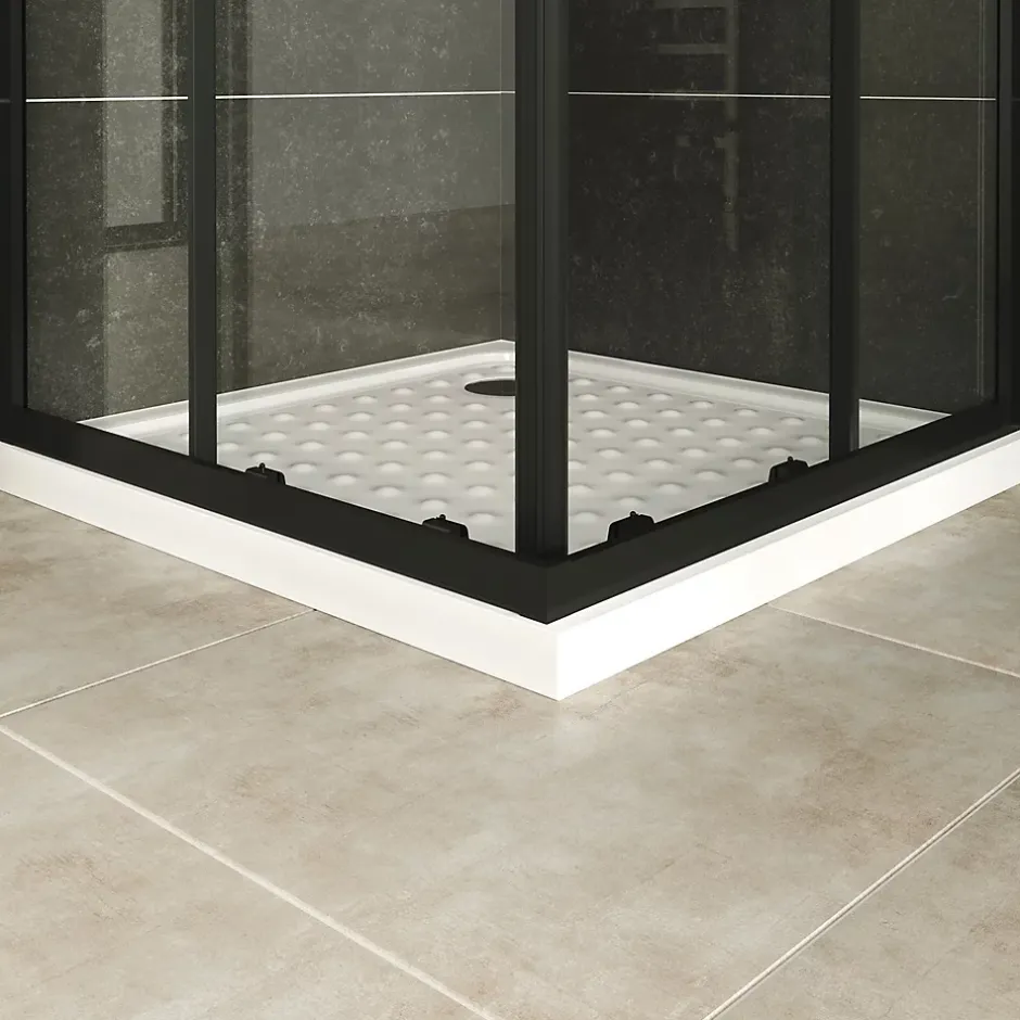 Saniverre Cabine de douche LANABLACK H.180 cm portes coulissantes verre 6 mm transparent 70 x 90 cm -* Cabine De Douche